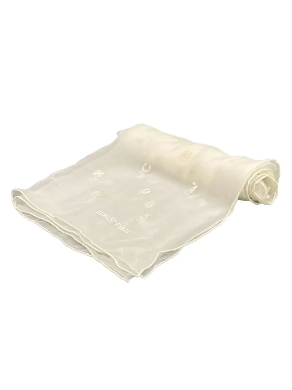 Hermes Shawl White Carre 100 Multi Charm Scarf
